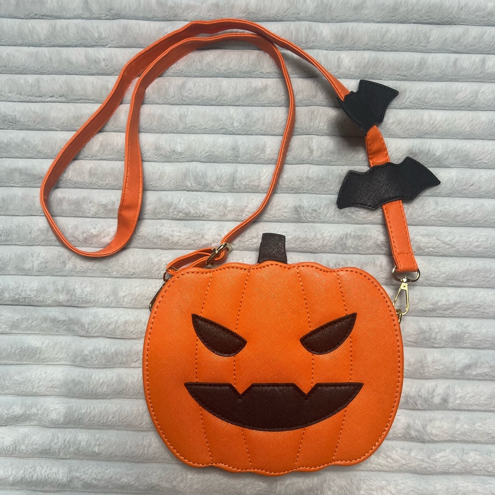 Orange Pumpkin Jack o lantern Crossbody Bag